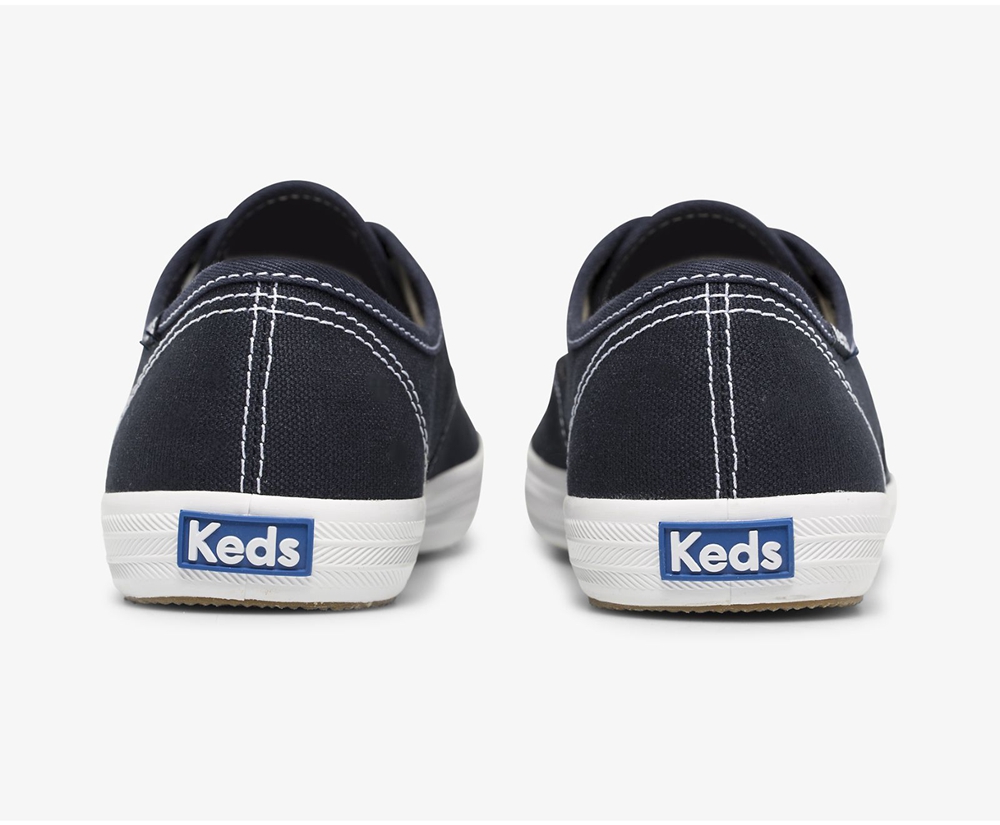 Πανινα Παπουτσια Γυναικεια - Keds Champion Organic Cotton Καμβας - Σκουρο Μπλε - SFWJX3625